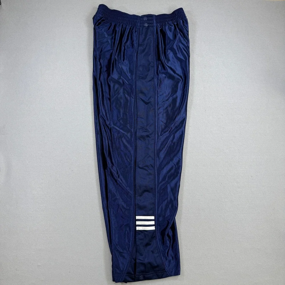 Adidas Pants Men Medium Navy Tear Away Snap Three Stripe Dazzle Baggy‎ Retro Y2K